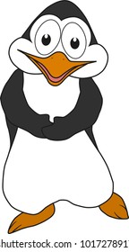 a cartoon of a penguin is having fun