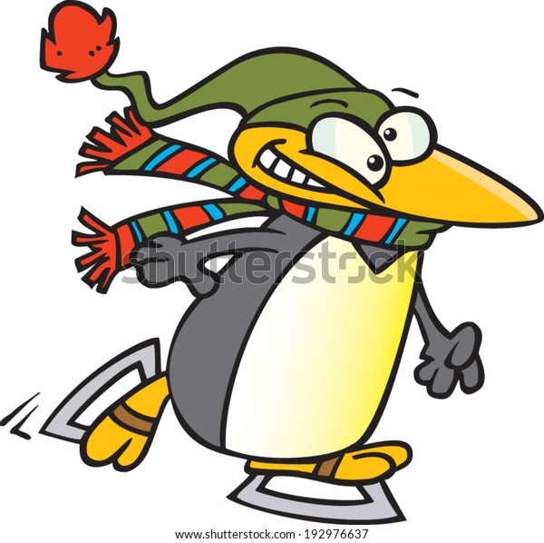 cartoon penguin ice skating