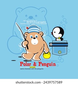 cartoon penguin into a shirt pocket, vector illustration