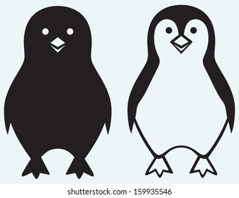 Cartoon penguin isolated on blue background