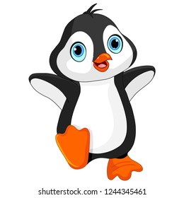 cartoon penguin isolated on white background.
