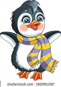 Cartoon penguin on isolated white background
