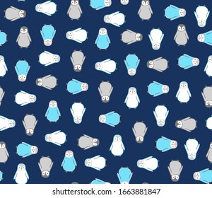 Dibujo de pingüinos de dibujos animados con contornos lisos, ilustraciones vectoriales, posiciones alternas, adaptadas para el diseño de prendas de vestir para niños