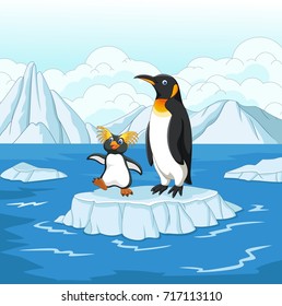 cartoon penguin playing on ice floe