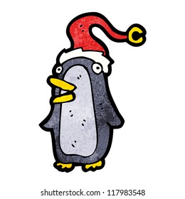 cartoon penguin in santa hat