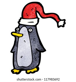 cartoon penguin in santa hat