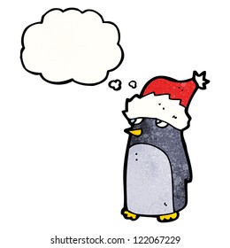 cartoon penguin with santa hat
