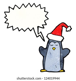 pingüino de caricatura en sombrero santa
