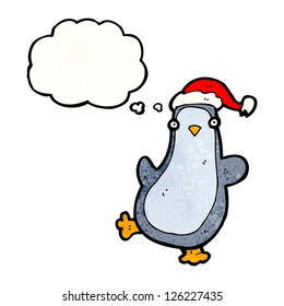 pingüino de dibujos animados con sombrero santa