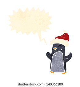 cartoon penguin in santa hat