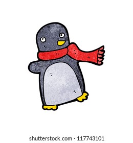 cartoon penguin in scarf