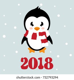 cartoon penguin with scarf and text