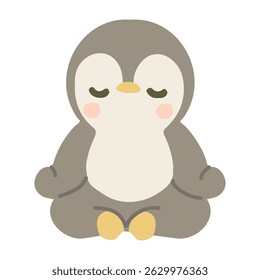 Cartoon Penguin Sitting in Meditation animal