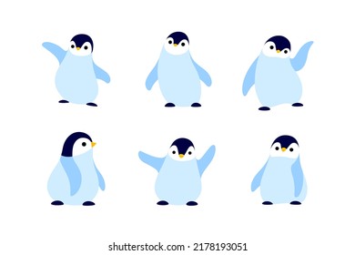 Cartoon penguin sketch line icon. Cute animals icons set. Childish vector print for nursery, kids apparel, poster, postcard, pattern.