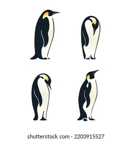 Cartoon penguin sketch line icon. Cute animals icons set. Childish vector print for nursery, kids apparel, poster, postcard, pattern.