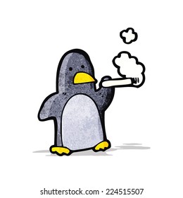 cartoon penguin smoking