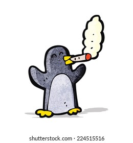 fumar pingüino en dibujos animados