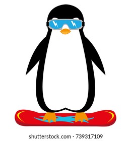 cartoon penguin snowboarder