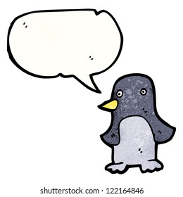 cartoon penguin with speech bubble