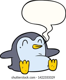cartoon penguin with speech bubble