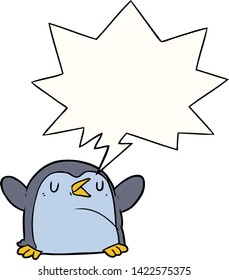 cartoon penguin with speech bubble