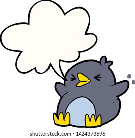 pingüino de caricatura con burbuja de habla