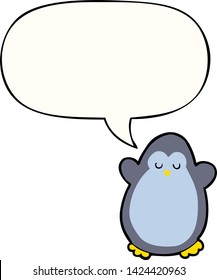 cartoon penguin with speech bubble