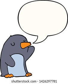 pingüino de caricatura con burbuja de habla