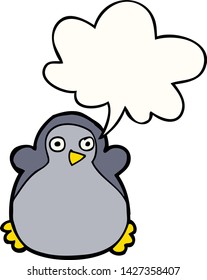 cartoon penguin with speech bubble