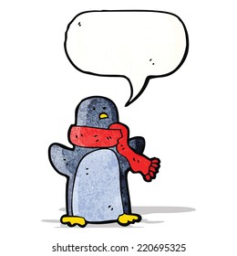 cartoon penguin with speech bubble