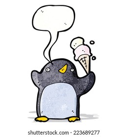 pingüino de caricatura con burbuja de habla