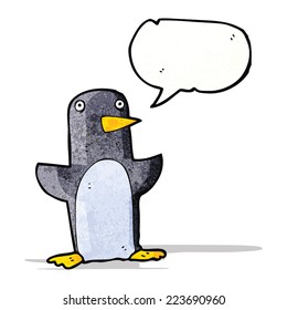 pingüino de caricatura con burbuja de habla