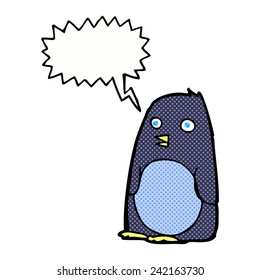 pingüino de caricatura con burbuja de habla