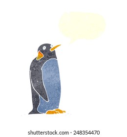 pingüino de caricatura con burbuja de habla