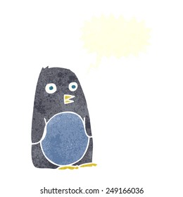pingüino de caricatura con burbuja de habla