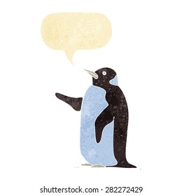 cartoon penguin with speech bubble