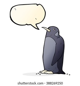 cartoon penguin with speech bubble