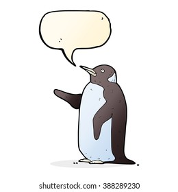 cartoon penguin with speech bubble