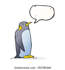 pingüino de caricatura con burbuja de habla