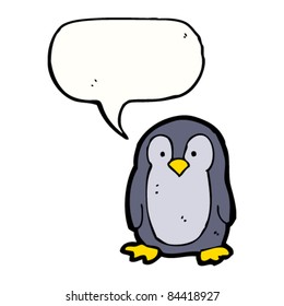 cartoon penguin with speech bubble