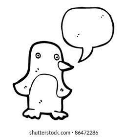 cartoon penguin with speech bubble