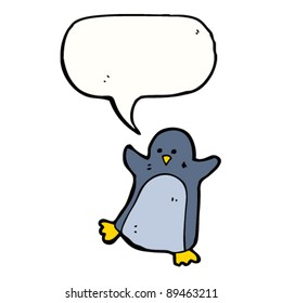 pingüino de caricatura con burbuja de habla