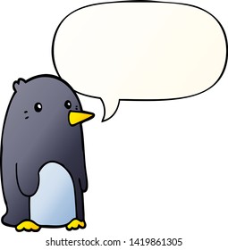 cartoon penguin with speech bubble in smooth gradient style