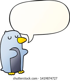 cartoon penguin with speech bubble in smooth gradient style