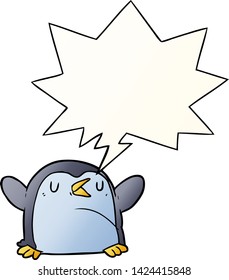 cartoon penguin with speech bubble in smooth gradient style