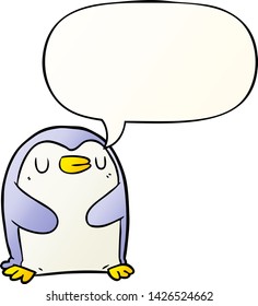 cartoon penguin with speech bubble in smooth gradient style