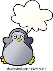 cartoon penguin with speech bubble in smooth gradient style