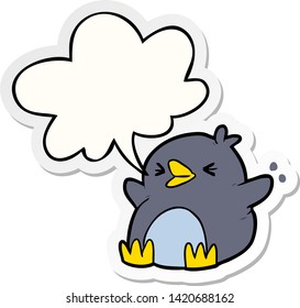cartoon penguin with speech bubble sticker