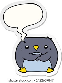 pinguim de desenho animado com adesivo de balão