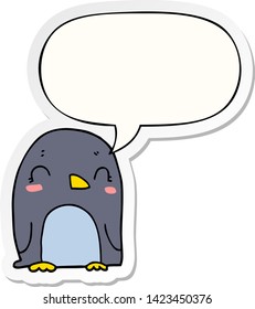 cartoon penguin with speech bubble sticker